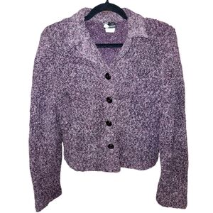 First option, purple wool button up jacket cardigan light weight small vintage